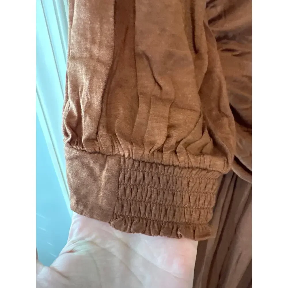 Anthropologie Maeve Ruched Wool Blend Midi Dress Brown Size M NWT